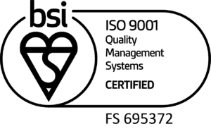 ISO-9001 Quality Management Systems certification mark from BSI (certification number FS 695372)